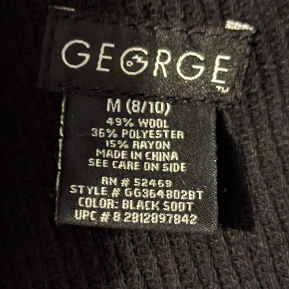 George Black Button Down Wool Blend Coat Size Medium - Picture 11 of 13